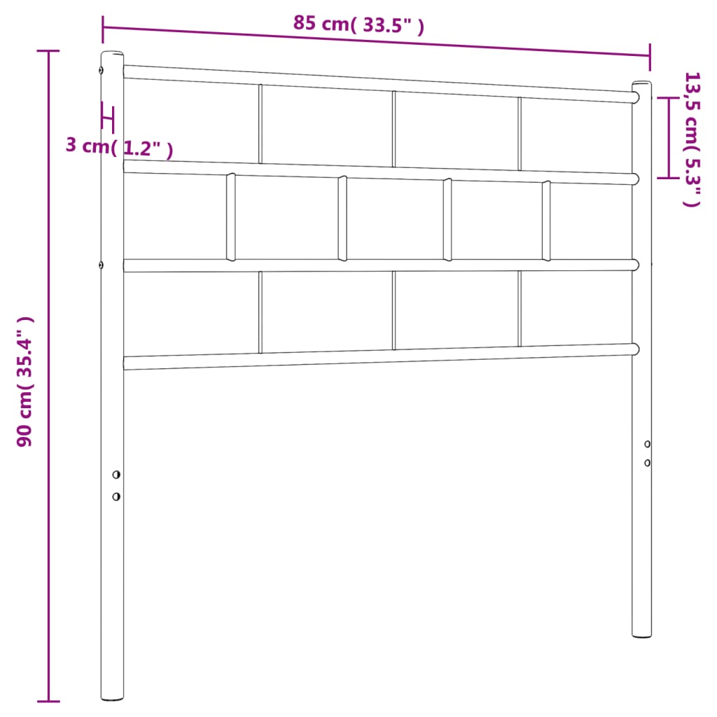 vidaXL Cabeceira de cama 80 cm metal preto