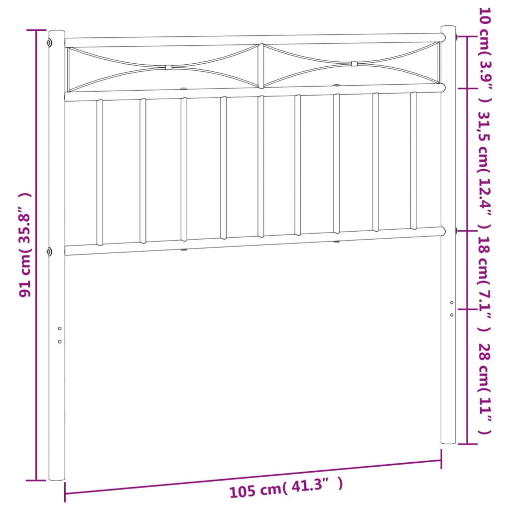 vidaXL Cabeceira de cama 100 cm metal branco