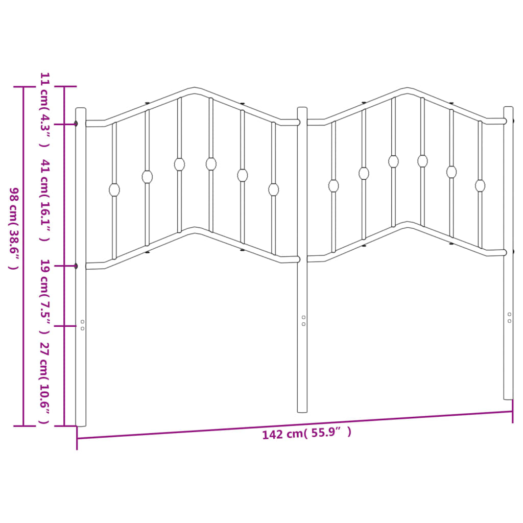 vidaXL Cabeceira de cama 135 cm metal branco