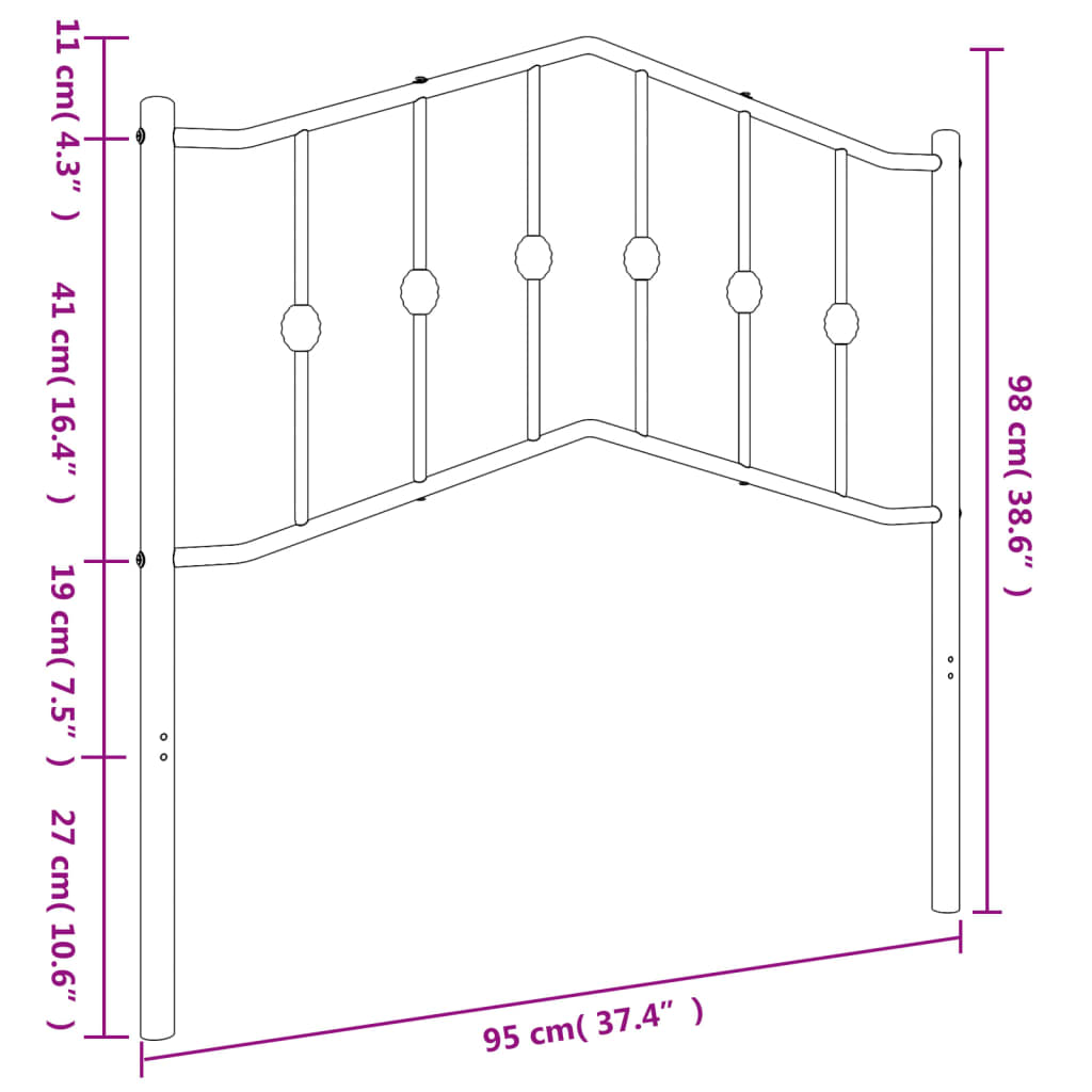 vidaXL Cabeceira de cama 90 cm metal branco