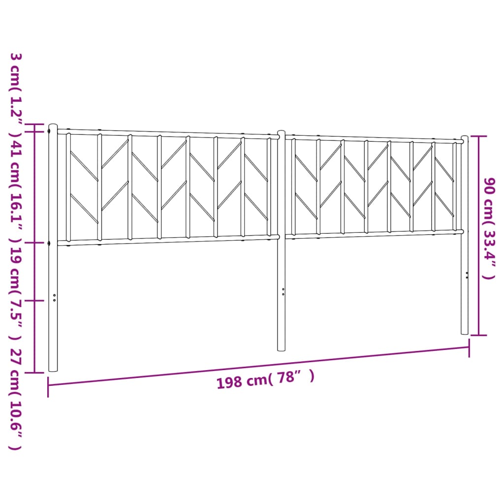 vidaXL Cabeceira de cama 193 cm metal preto