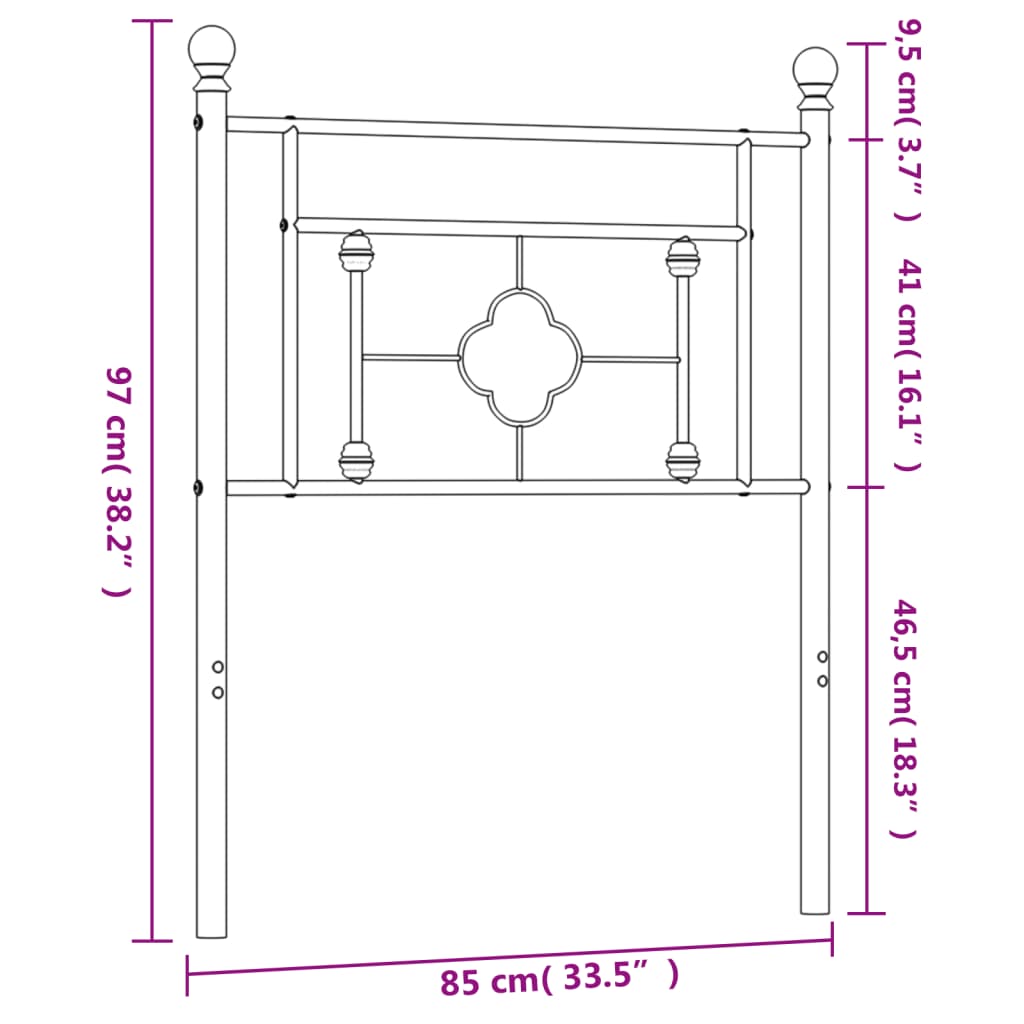 vidaXL Cabeceira de cama 80 cm metal preto