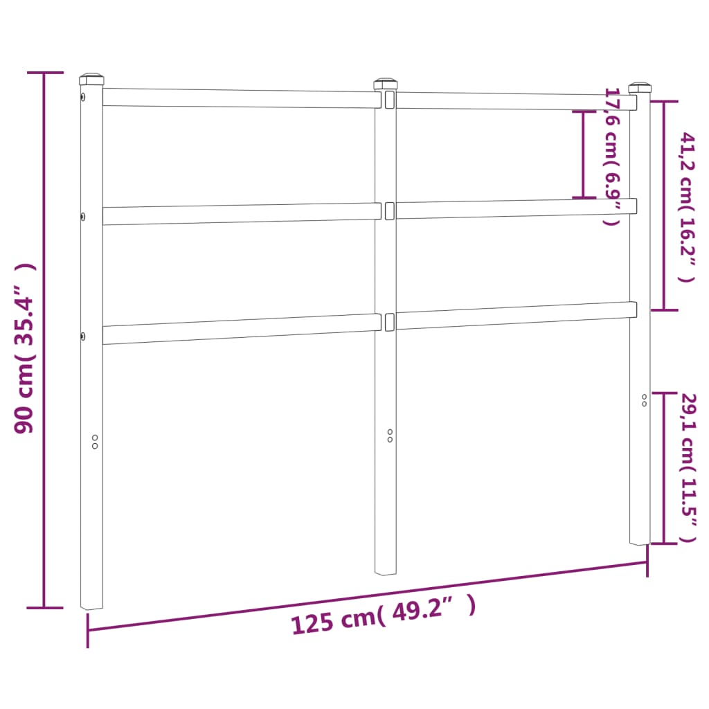 vidaXL Cabeceira de cama 120 cm metal branco