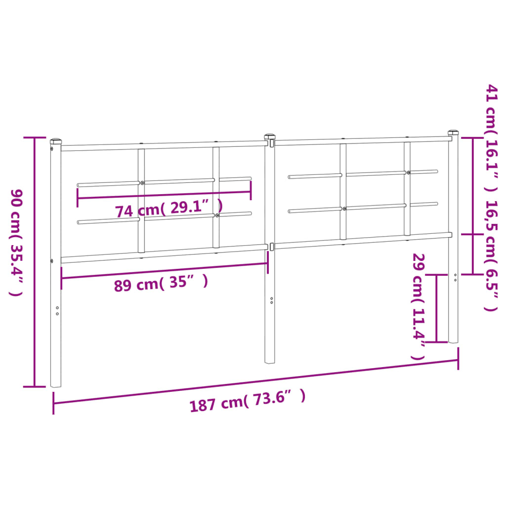 vidaXL Cabeceira de cama 180 cm metal branco