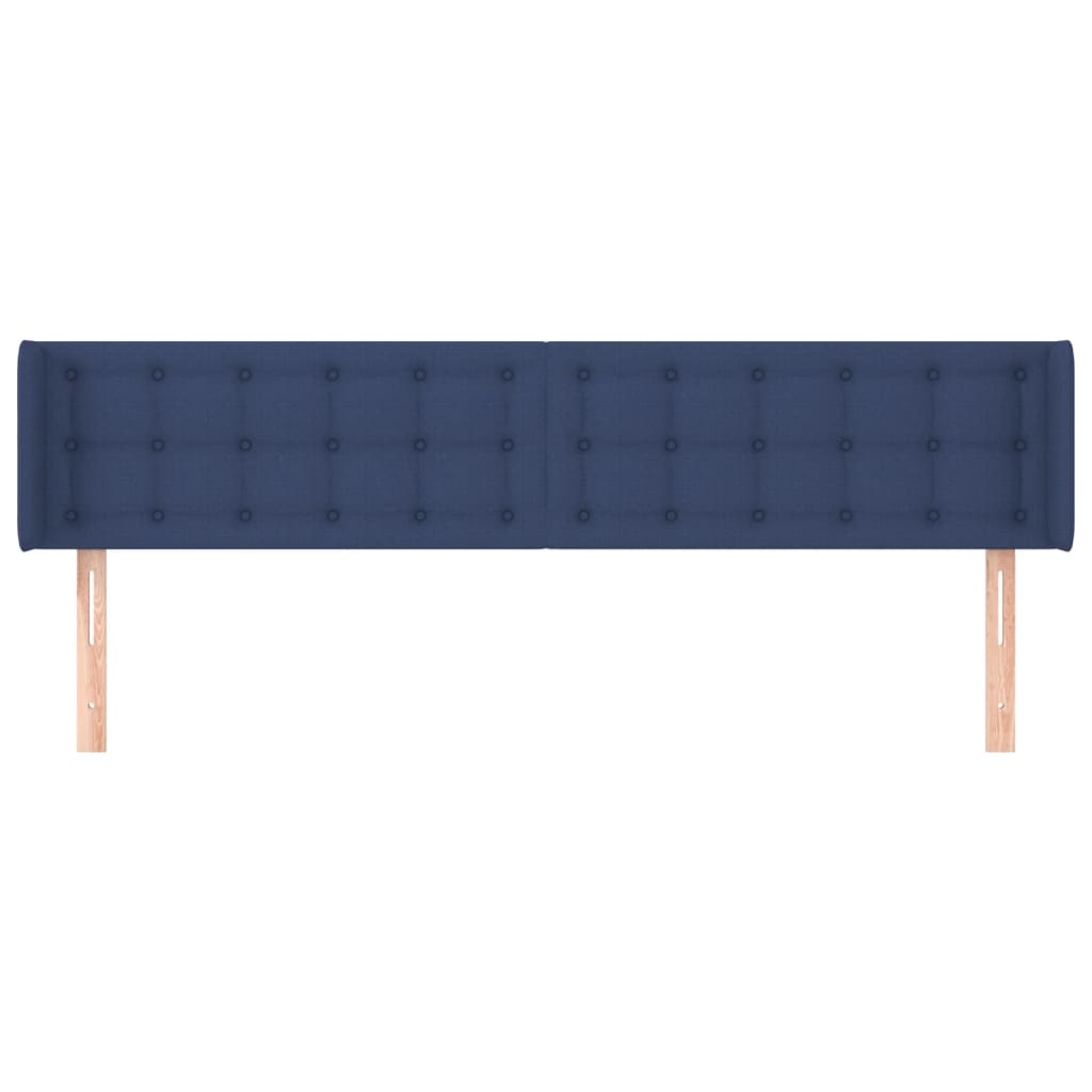 vidaXL Cabeceira de cama c/ abas tecido 163x16x78/88 cm azul