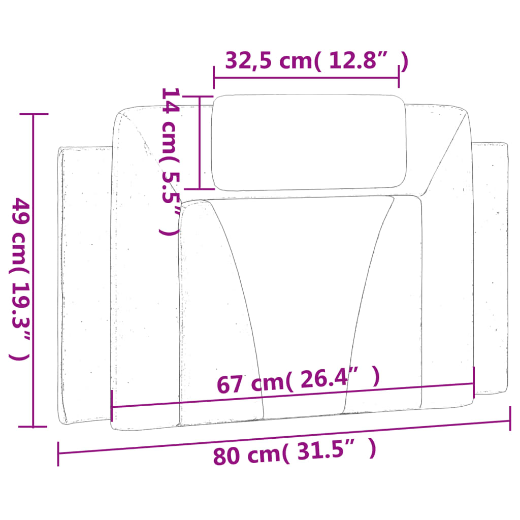 vidaXL Almofadão de cabeceira 80 cm couro artificial cappuccino