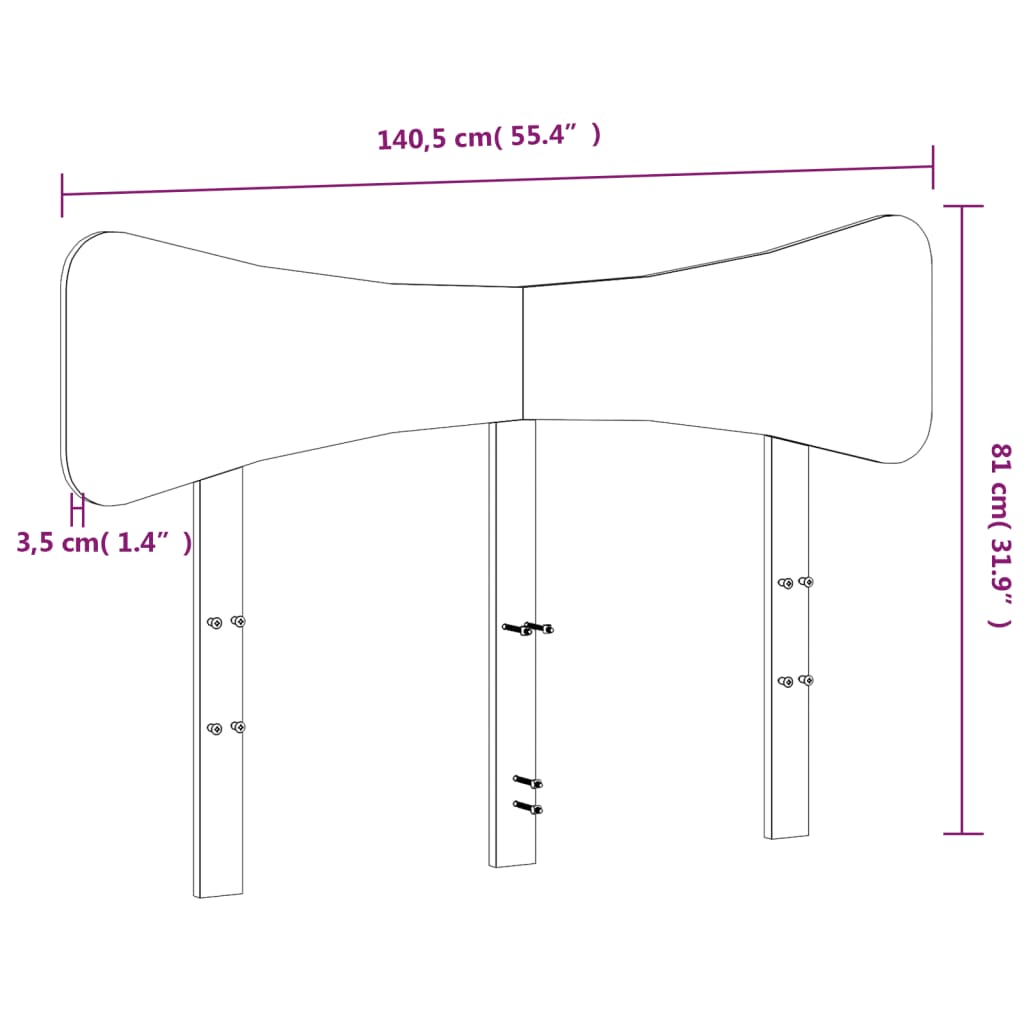 vidaXL Cabeceira 135 cm madeira de pinho maciça branco