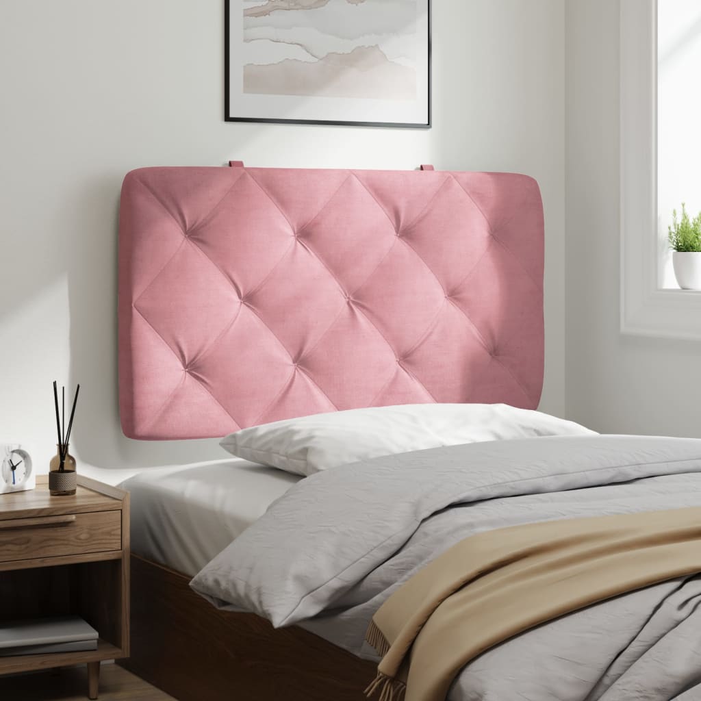 vidaXL Almofadão de cabeceira 90 cm veludo rosa