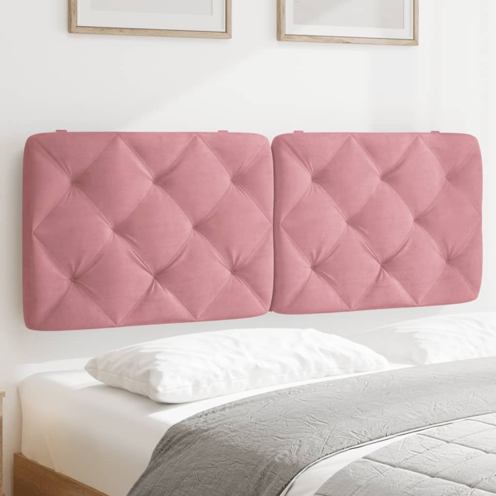 vidaXL Almofadão de cabeceira 140 cm veludo rosa