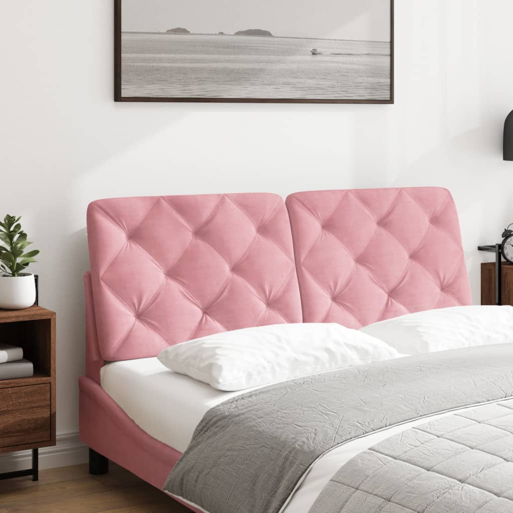 vidaXL Almofadão de cabeceira 140 cm veludo rosa