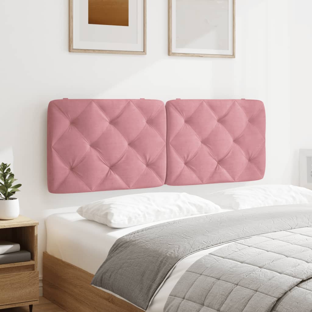 vidaXL Almofadão de cabeceira 140 cm veludo rosa