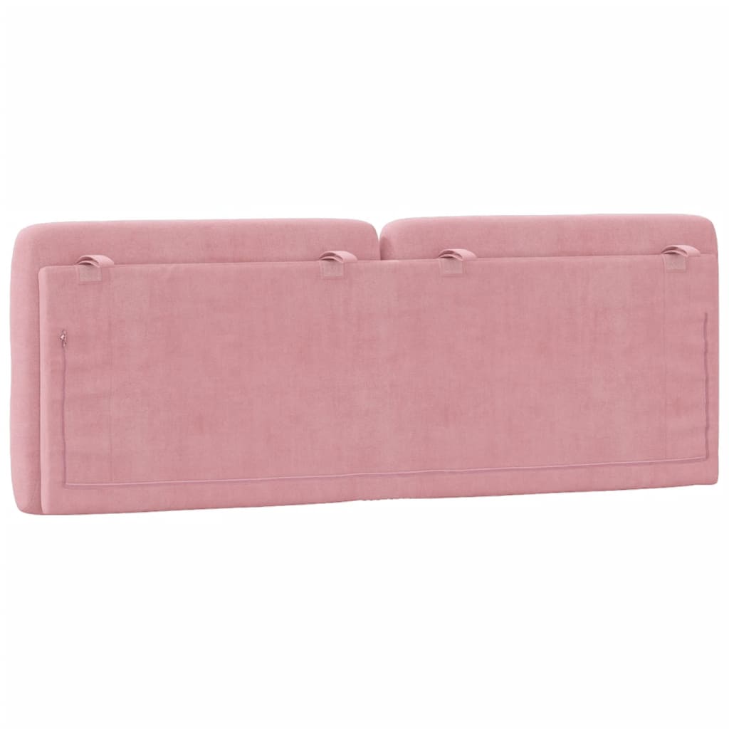 vidaXL Almofadão de cabeceira 140 cm veludo rosa