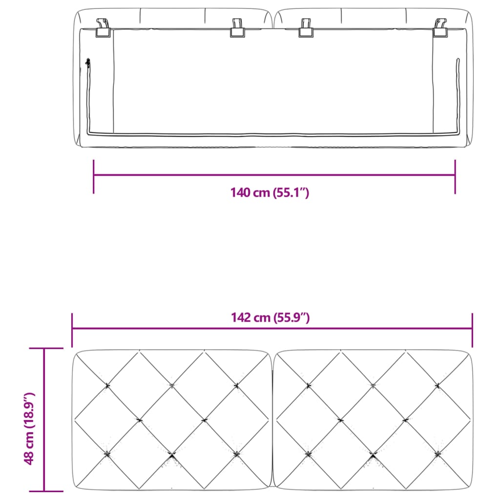 vidaXL Almofadão de cabeceira 140 cm veludo rosa