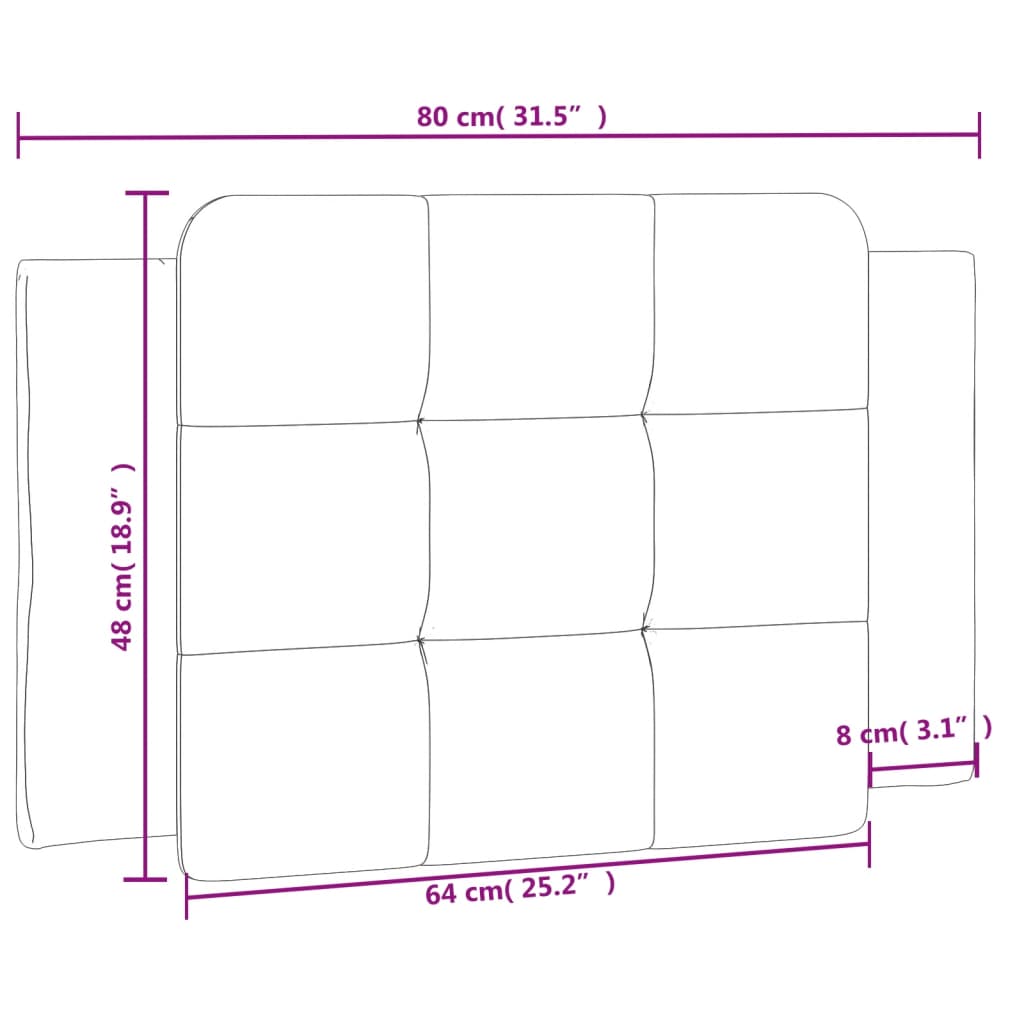 vidaXL Almofadão de cabeceira 80 cm couro artificial preto e branco