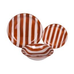 Home ESPRIT|Louça Home ESPRIT Amarelo Azul Vermelho Grés Riscas Mediterrâneo 27,5 x 27,5 x 2,8 cm 18 Peças