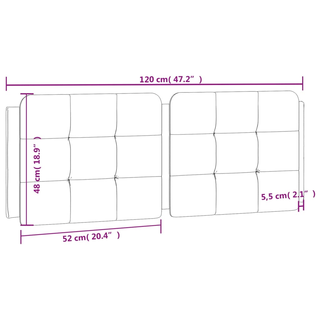 vidaXL Almofadão de cabeceira 120 cm couro artificial preto e branco