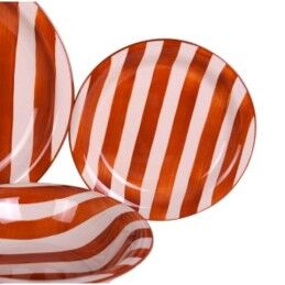 Home ESPRIT|Louça Home ESPRIT Amarelo Azul Vermelho Grés Riscas Mediterrâneo 27,5 x 27,5 x 2,8 cm 18 Peças