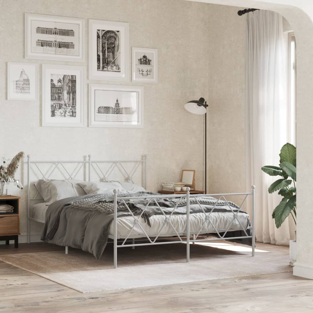 vidaXL Cabeceira de cama 137 cm metal branco