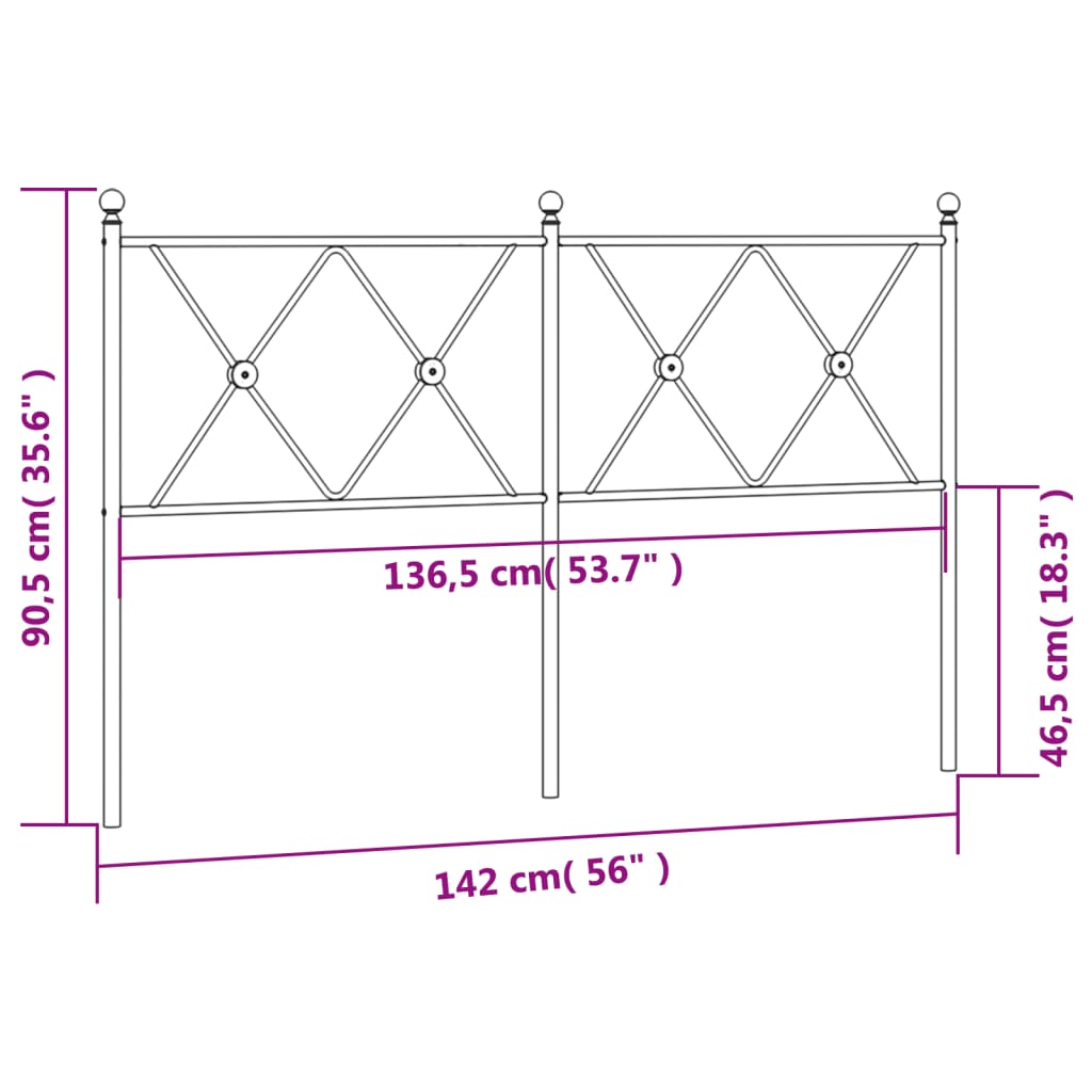 vidaXL Cabeceira de cama 137 cm metal branco