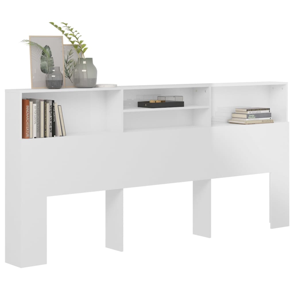 vidaXL Armário de cabeceira 220x19x103,5 cm branco brilhante