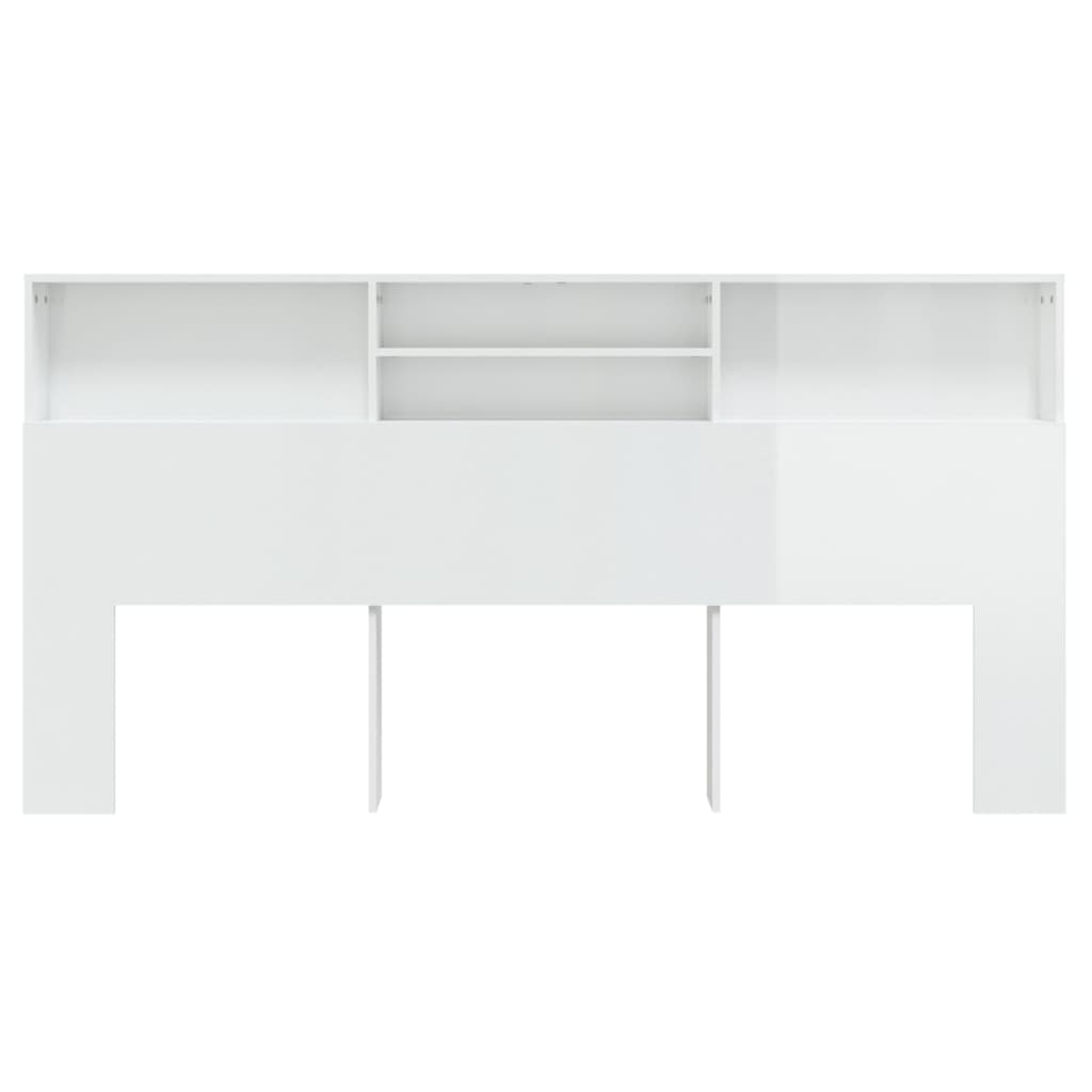 vidaXL Armário de cabeceira 200x19x103,5 cm branco brilhante