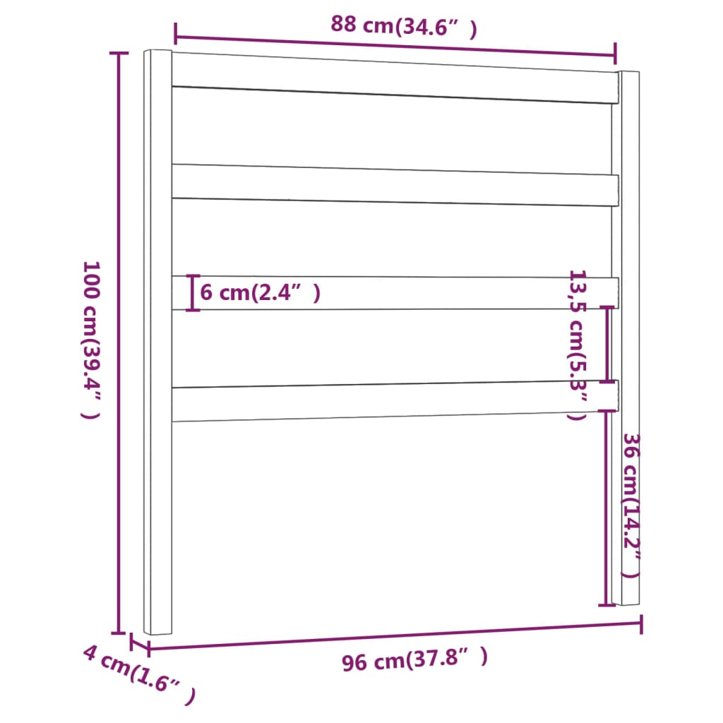 vidaXL Cabeceira de cama 96x4x100 cm pinho maciço castanho mel