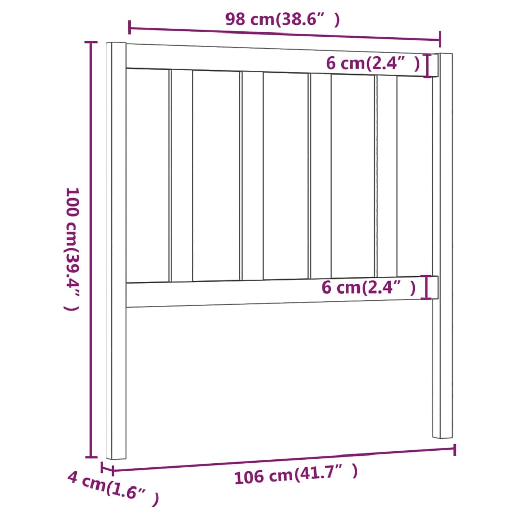 vidaXL Cabeceira de cama 106x4x100 cm pinho maciço branco