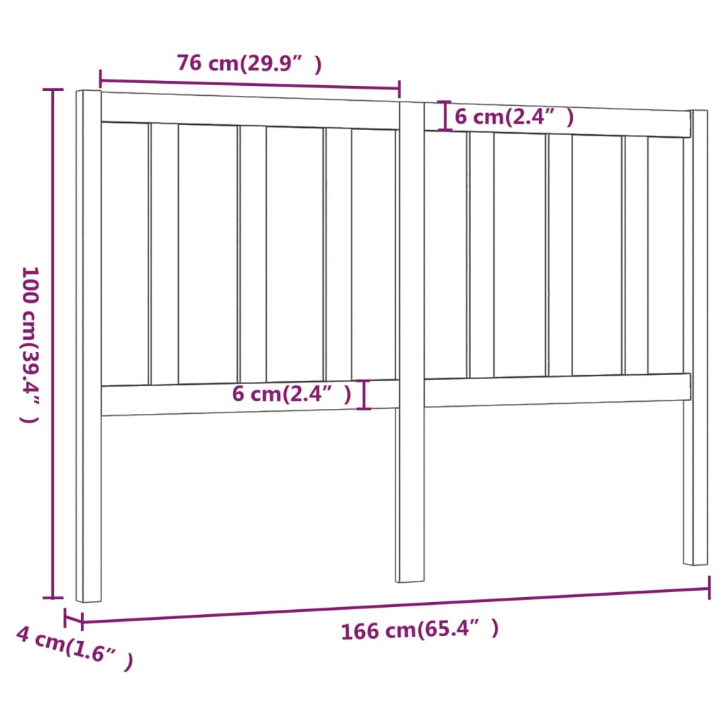 vidaXL Cabeceira de cama 166x4x100 cm pinho maciço branco