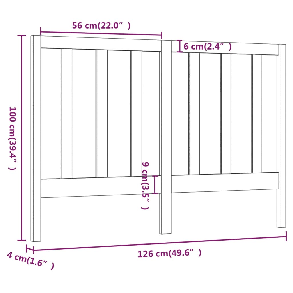 vidaXL Cabeceira de cama 126x4x100 cm pinho maciço cinzento