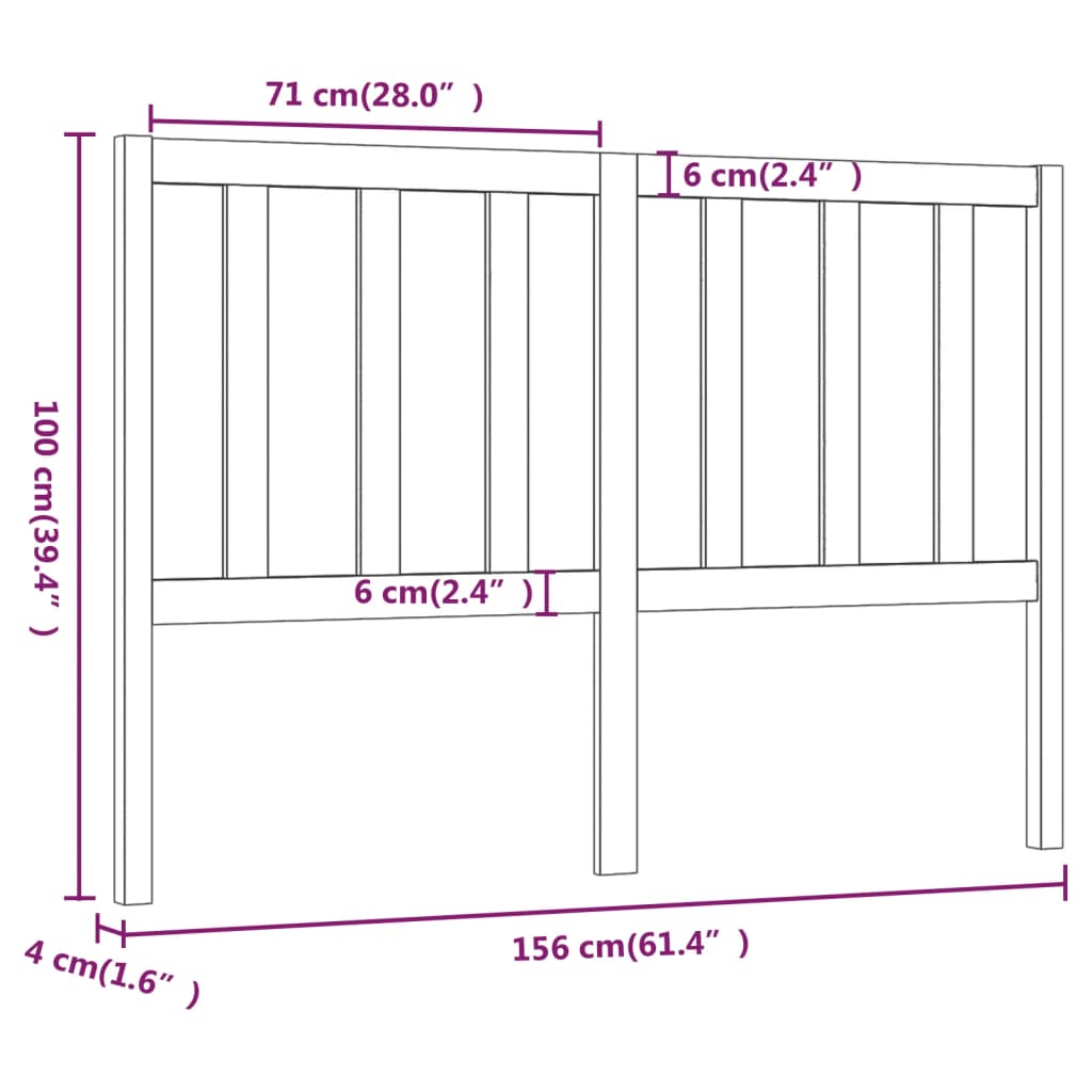 vidaXL Cabeceira de cama 156x4x100 cm pinho maciço cinzento