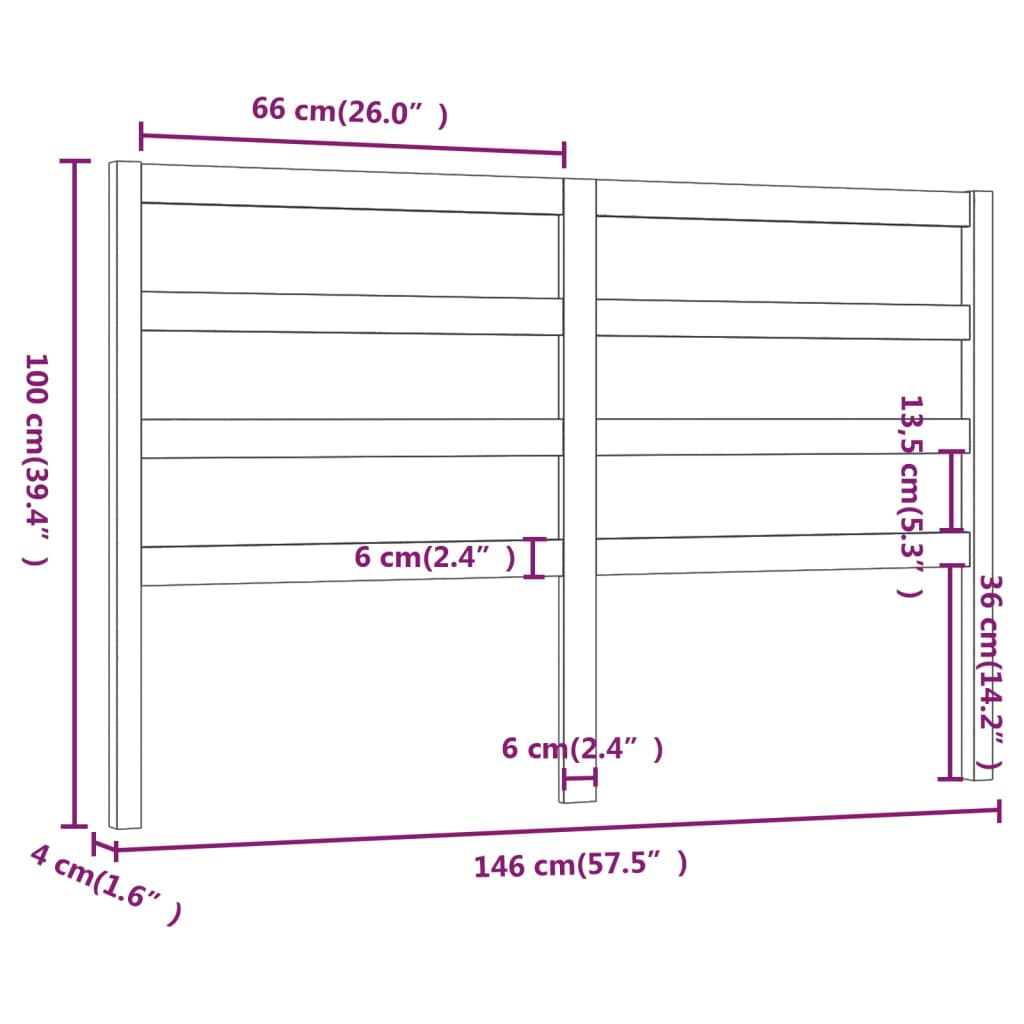 vidaXL Cabeceira de cama 146x4x100 cm pinho maciço