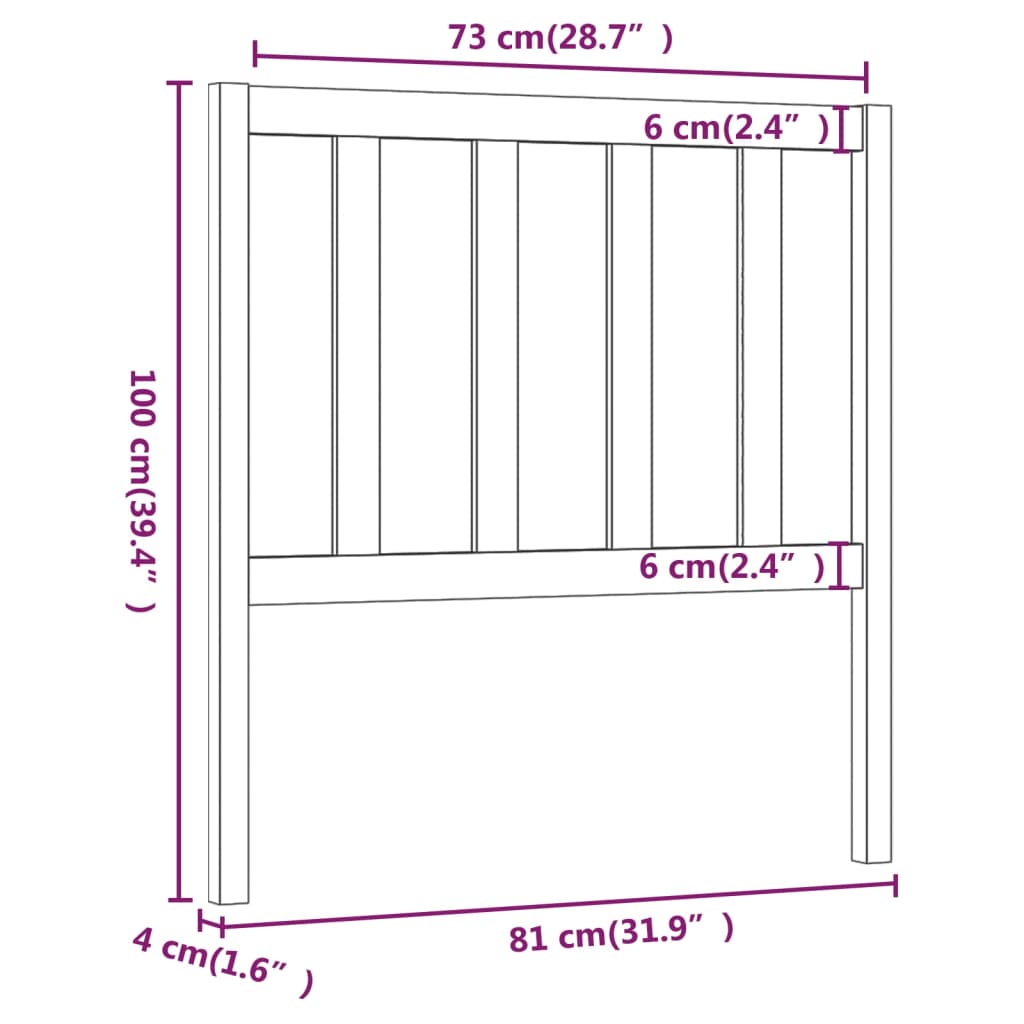 vidaXL Cabeceira de cama 81x4x100 cm pinho maciço castanho mel