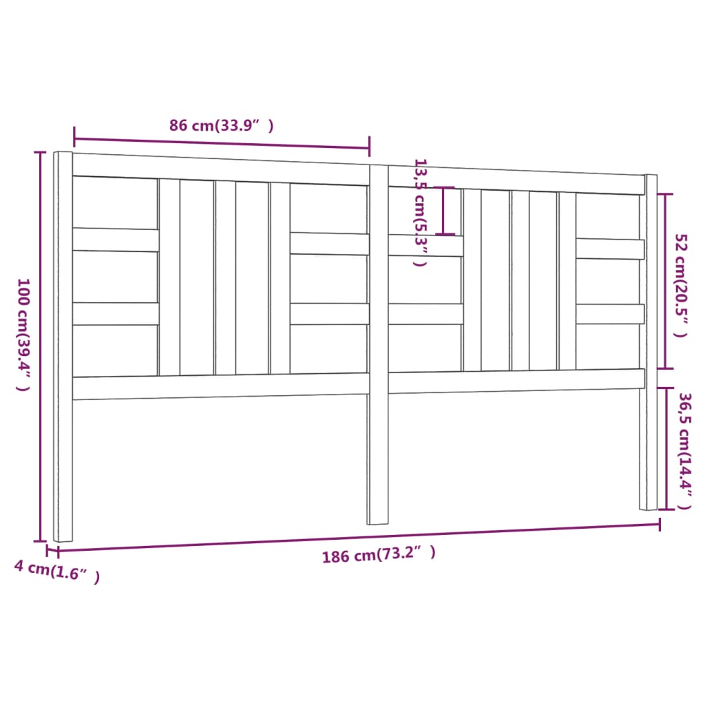 vidaXL Cabeceira de cama 186x4x100 cm pinho maciço cinzento