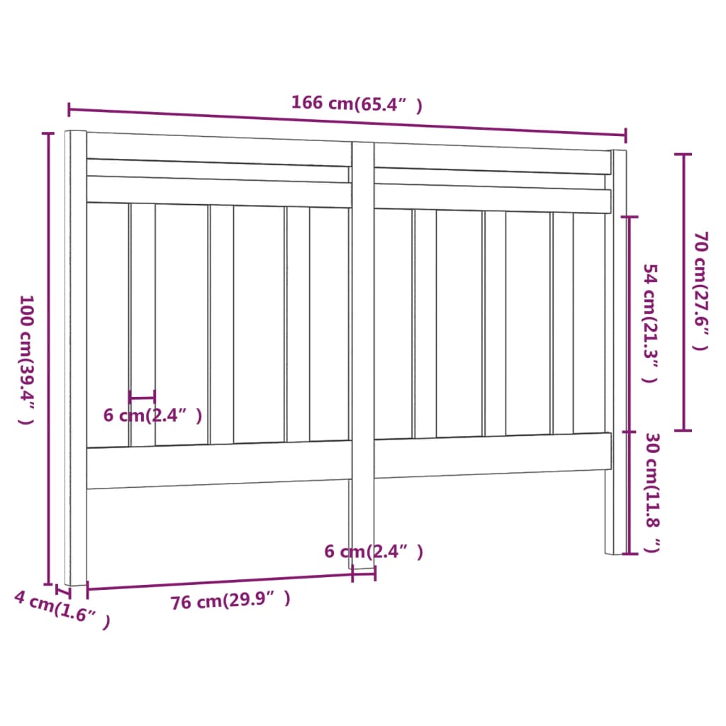 vidaXL Cabeceira de cama 166x4x100 cm pinho maciço branco