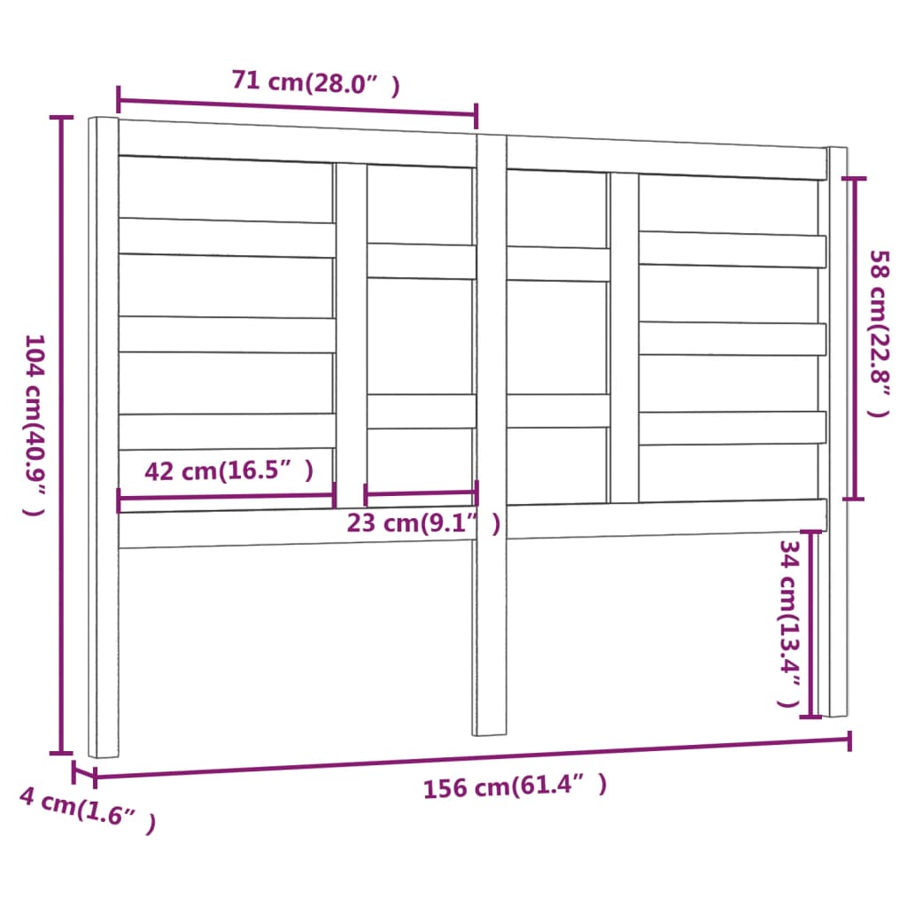 vidaXL Cabeceira de cama 156x4x104 cm pinho maciço