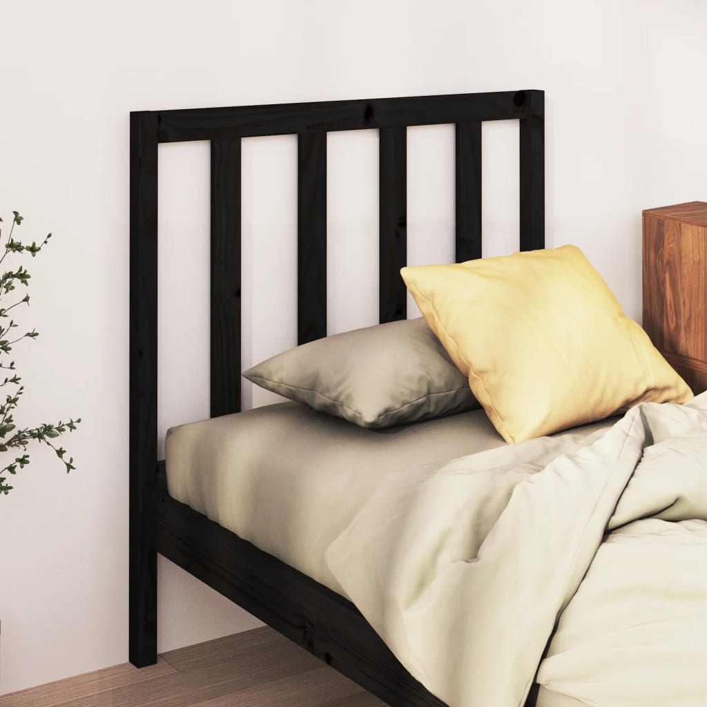 vidaXL Cabeceira de cama 96x4x100 cm pinho maciço preto