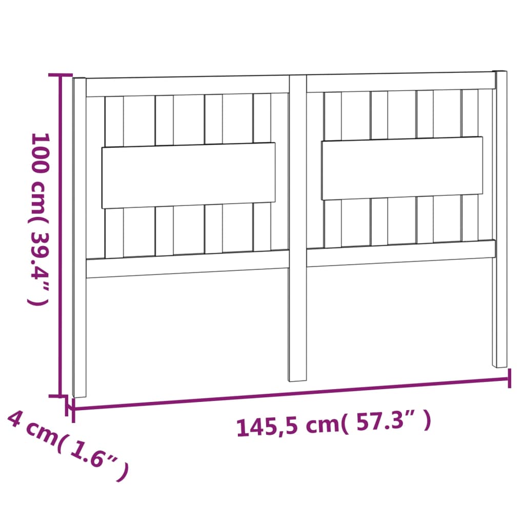 vidaXL Cabeceira de cama 145,5x4x100 cm pinho maciço cinzento