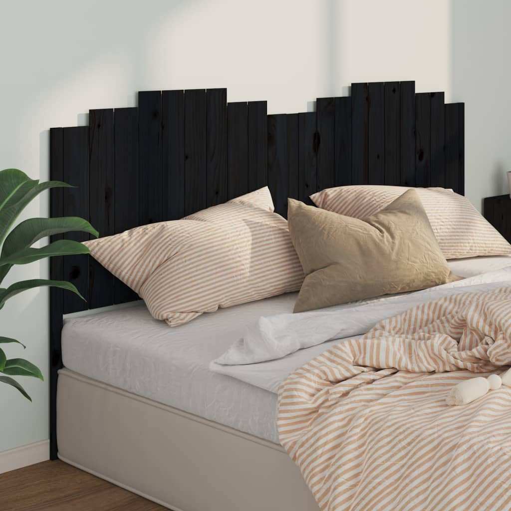 vidaXL Cabeceira de cama 206x4x110 cm pinho maciço preto