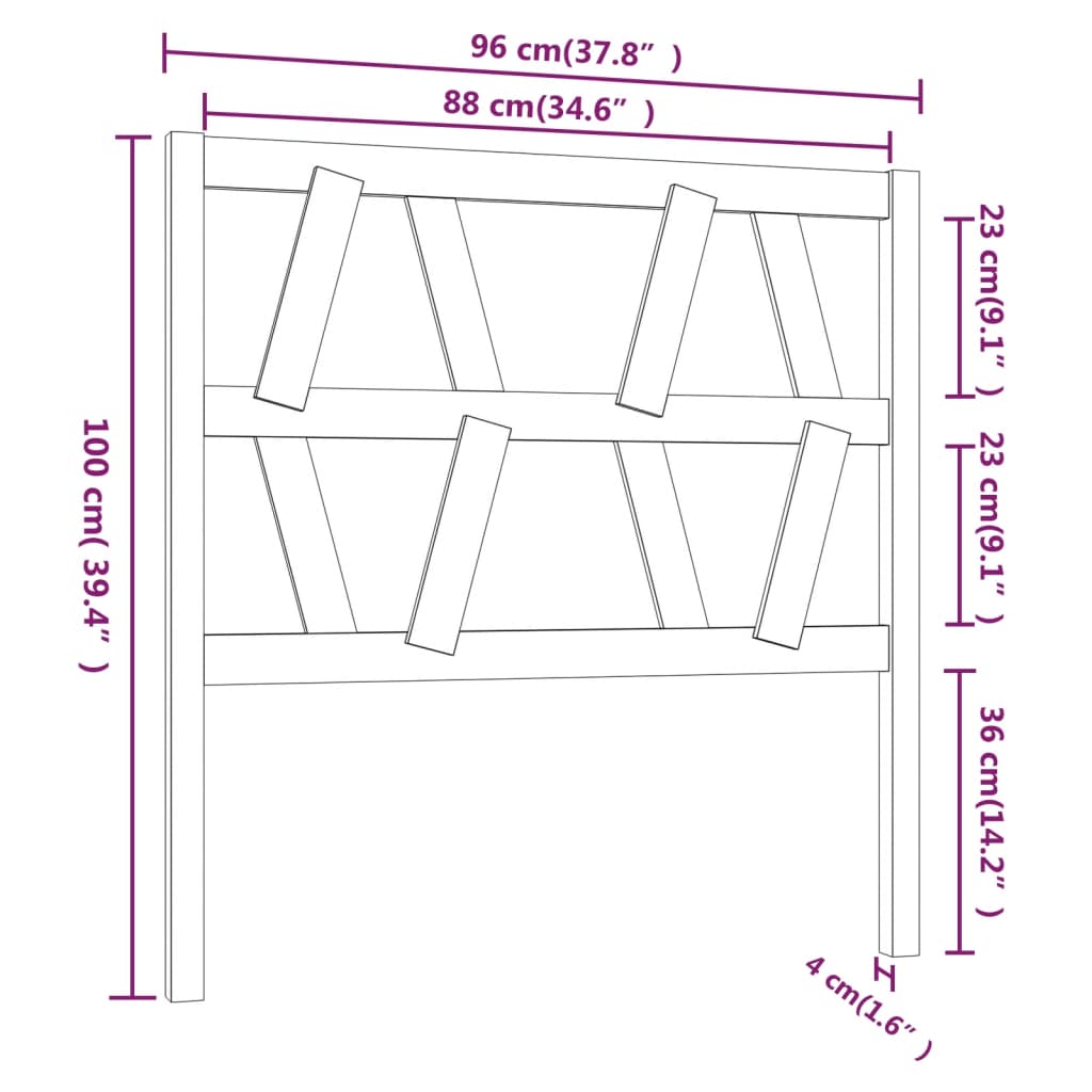 vidaXL Cabeceira de cama 96x4x100 cm pinho maciço branco