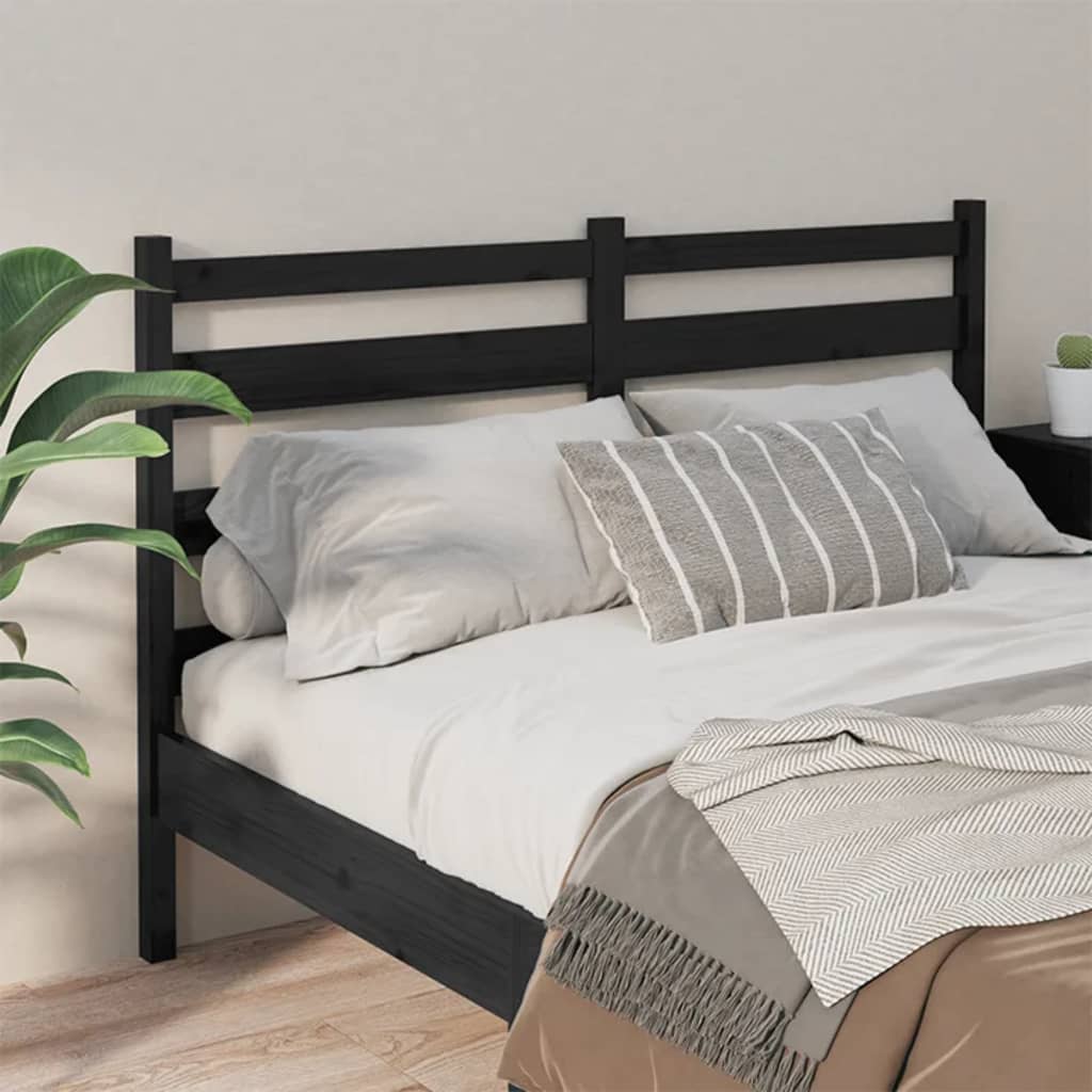 vidaXL Cabeceira de cama 126x4x100 cm pinho maciço preto