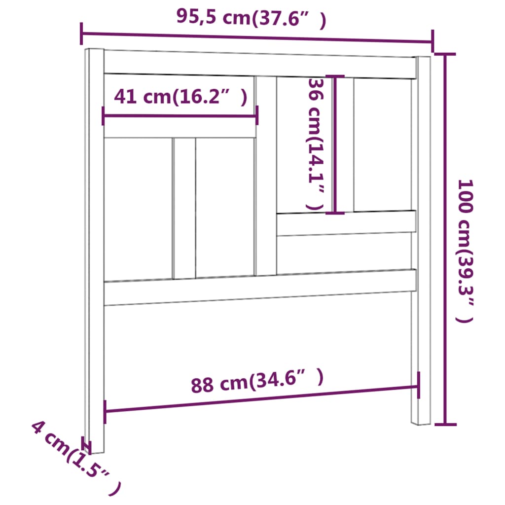 vidaXL Cabeceira de cama 95,5x4x100 cm pinho maciço castanho mel