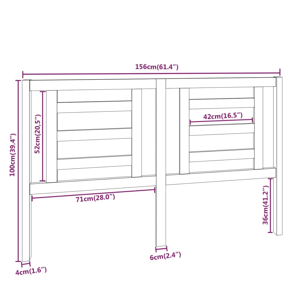 vidaXL Cabeceira de cama 156x4x100 cm pinho maciço castanho mel