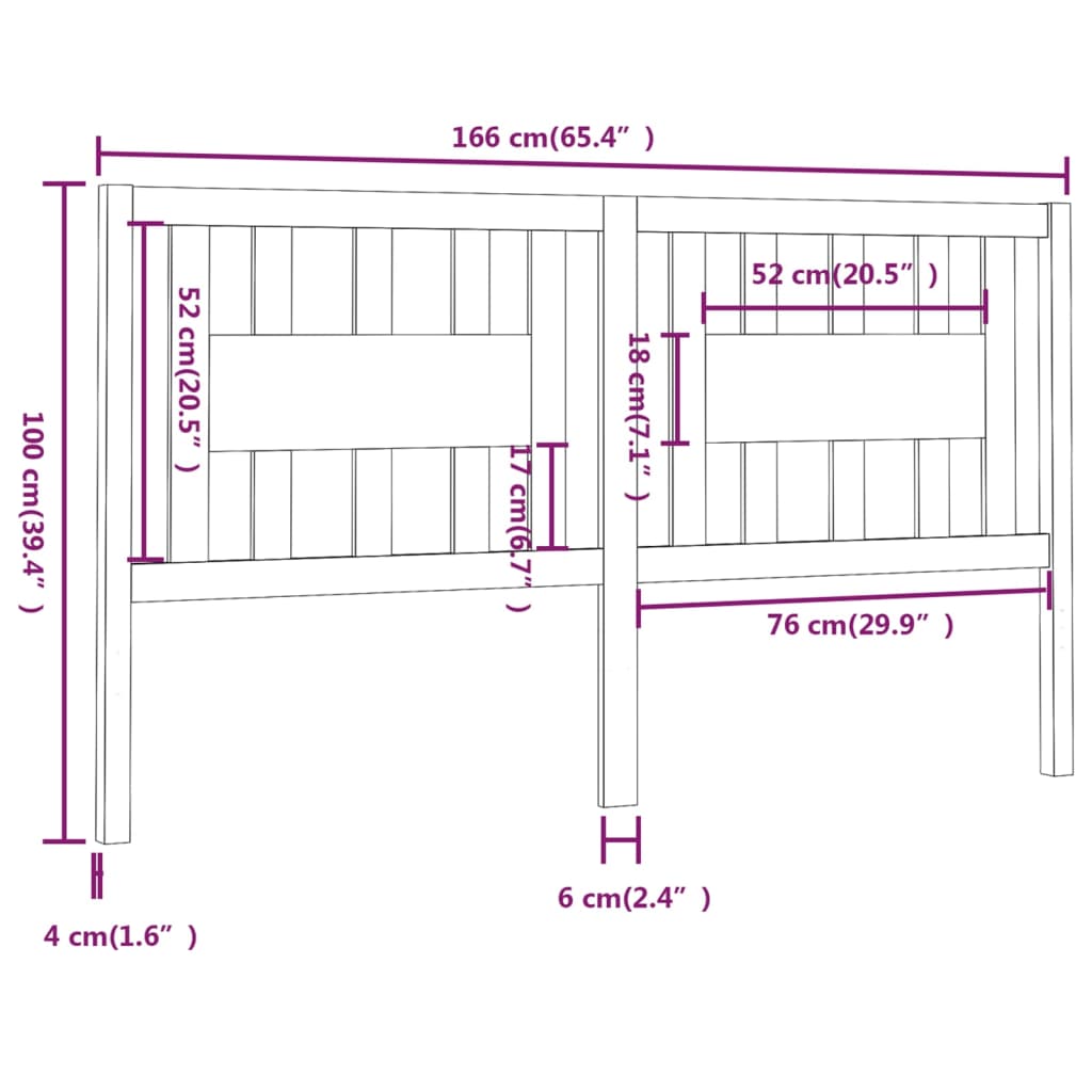 vidaXL Cabeceira de cama 166x4x100 cm pinho maciço branco