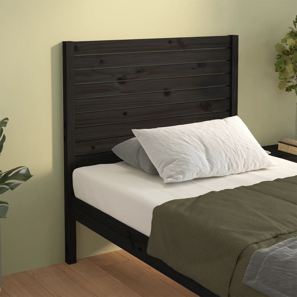 vidaXL Cabeceira de cama 96x4x100 cm pinho maciço preto