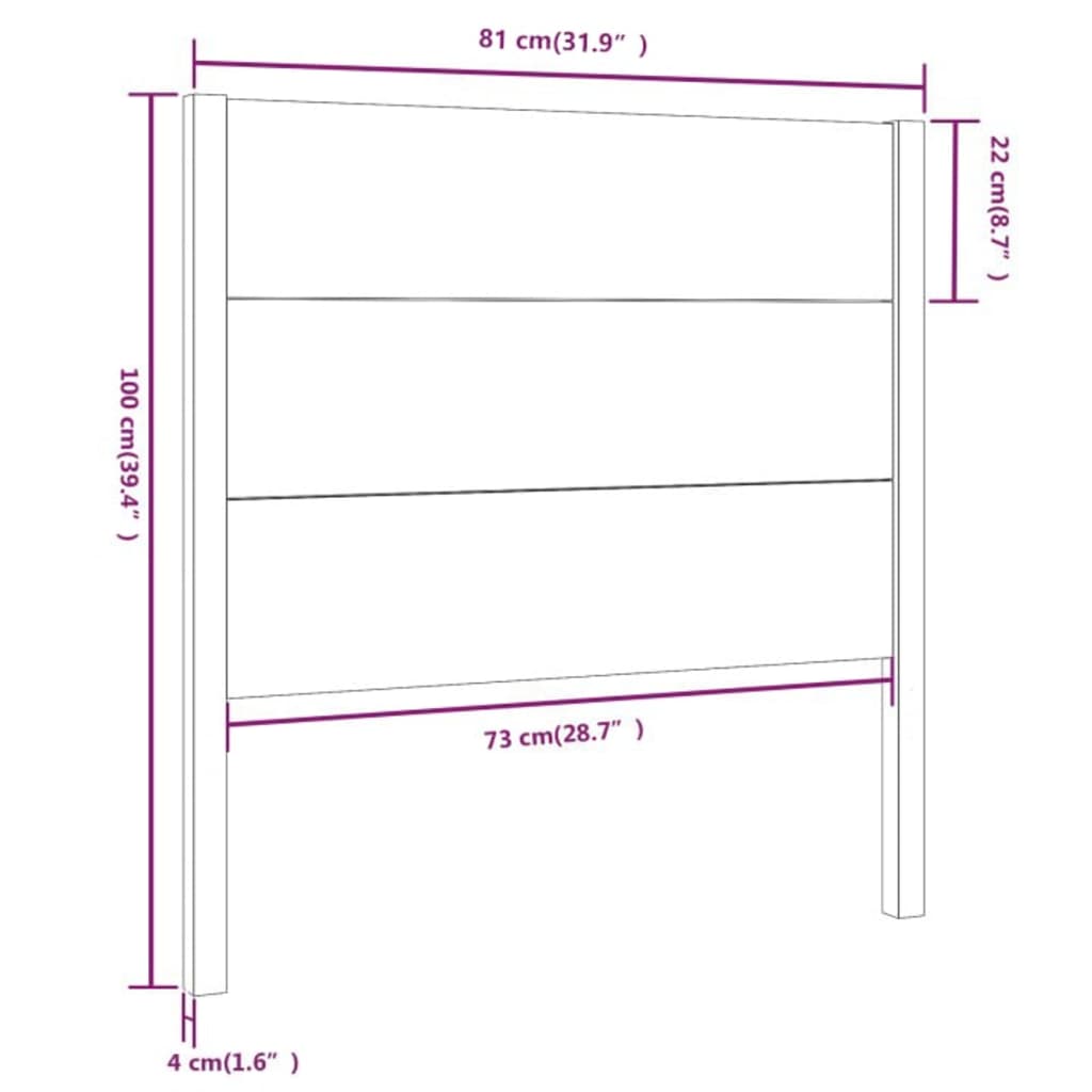 vidaXL Cabeceira de cama 81x4x100 cm pinho maciço