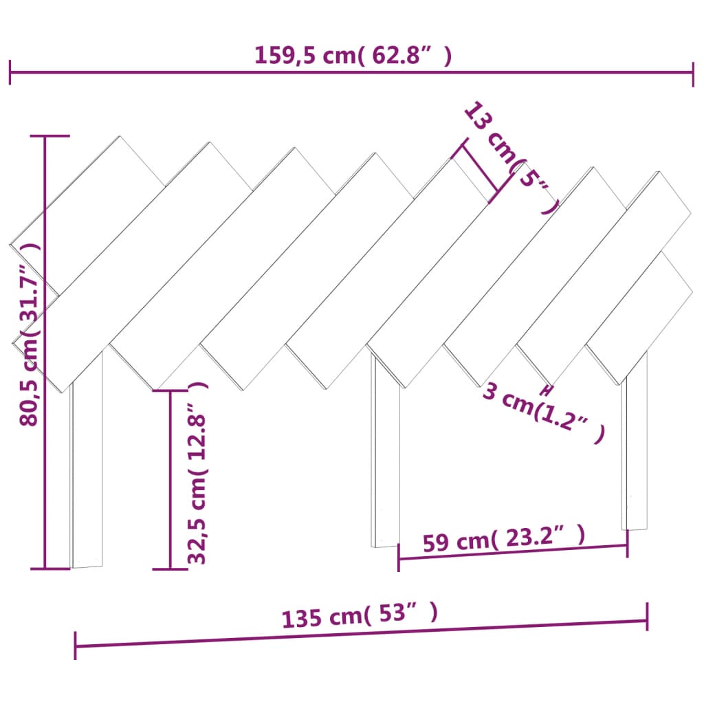 vidaXL Cabeceira de cama 159,5x3x80,5 cm pinho maciço cinzento