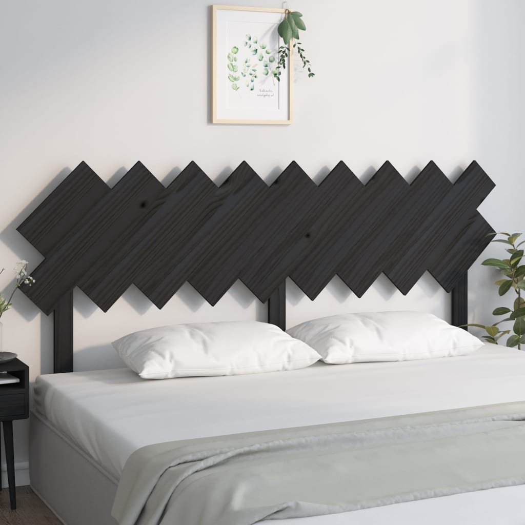 vidaXL Cabeceira de cama 178x3x80,5 cm pinho maciço preto