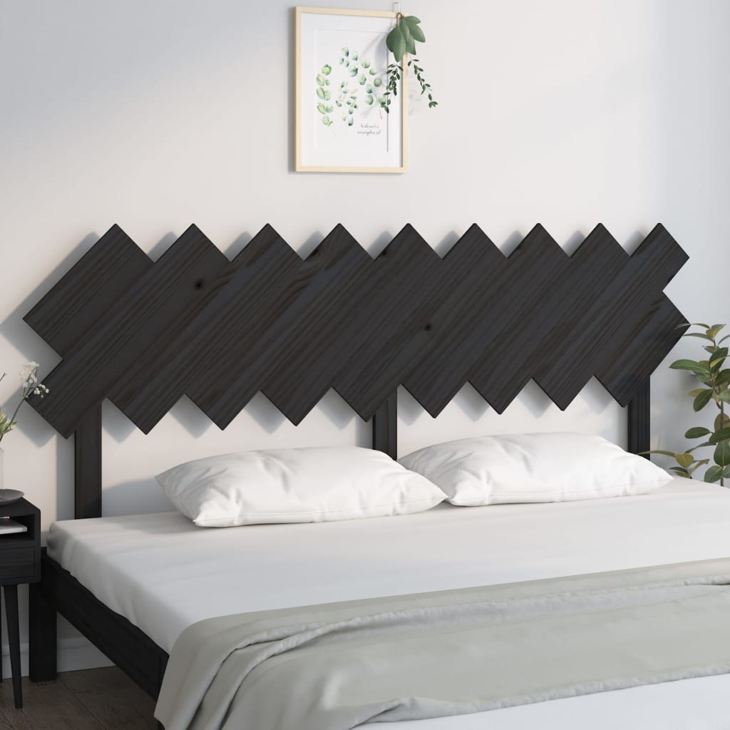 vidaXL Cabeceira de cama 178x3x80,5 cm pinho maciço preto