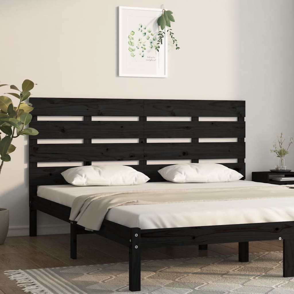 vidaXL Cabeceira de cama 200x3x80 cm pinho maciço preto