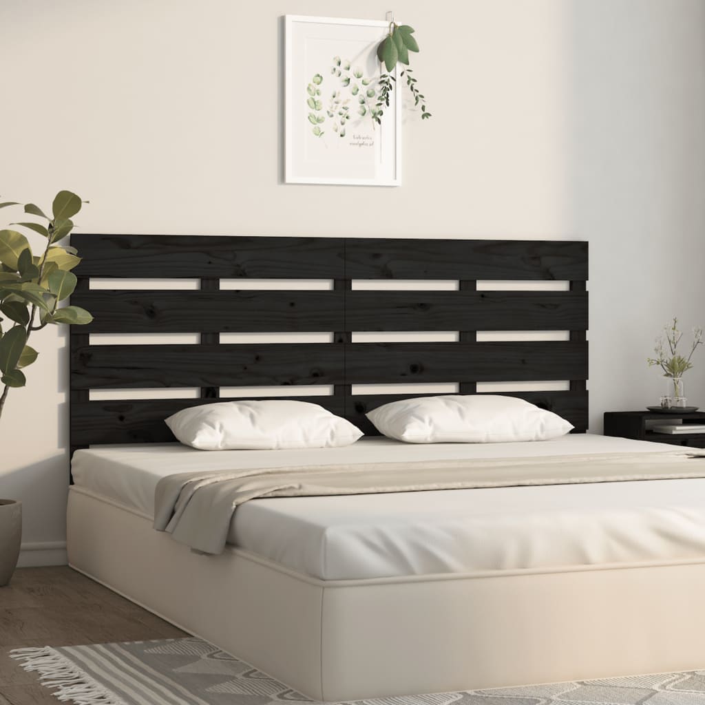 vidaXL Cabeceira de cama 200x3x80 cm pinho maciço preto